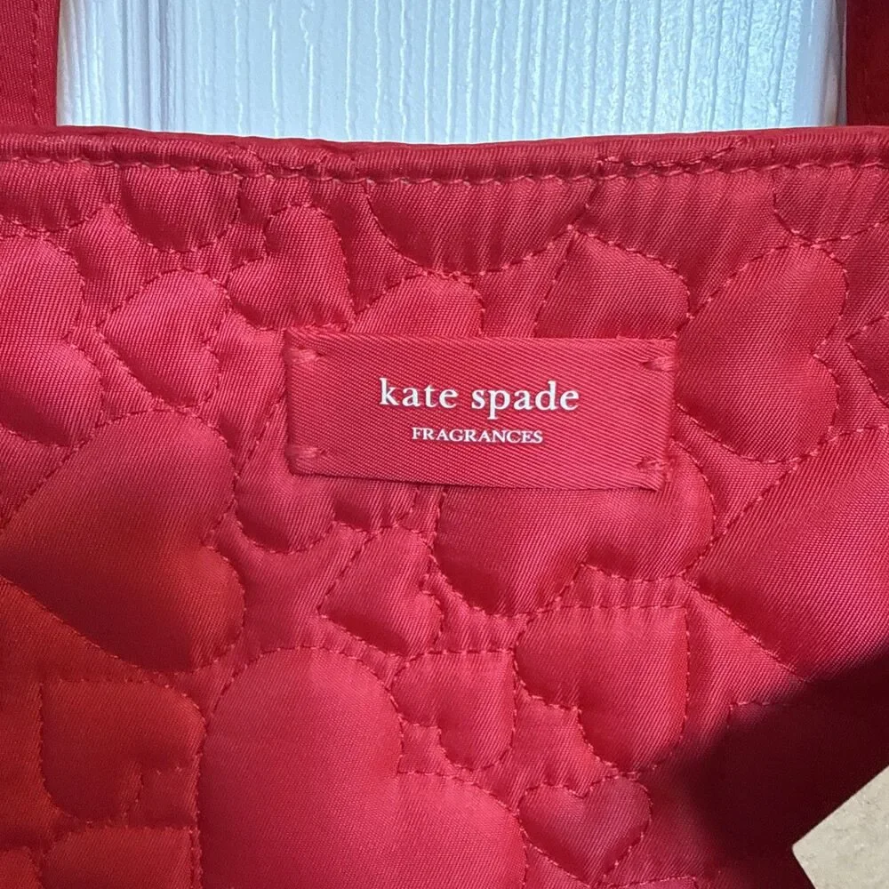 NEW Kate Spade Fragrances Red Heart Quilted Tote Bag - Picture 3 of 6